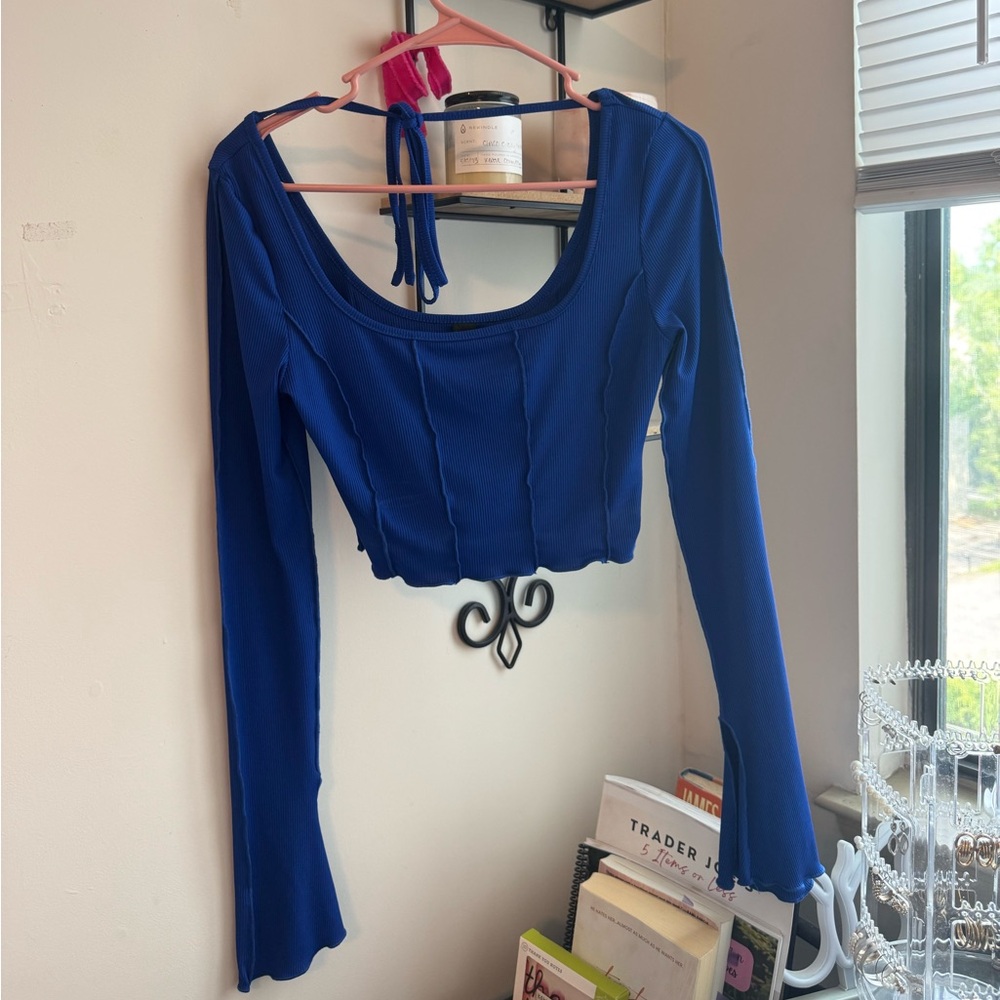 Blue Flare Sleeve Top